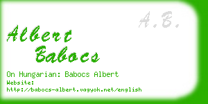 albert babocs business card